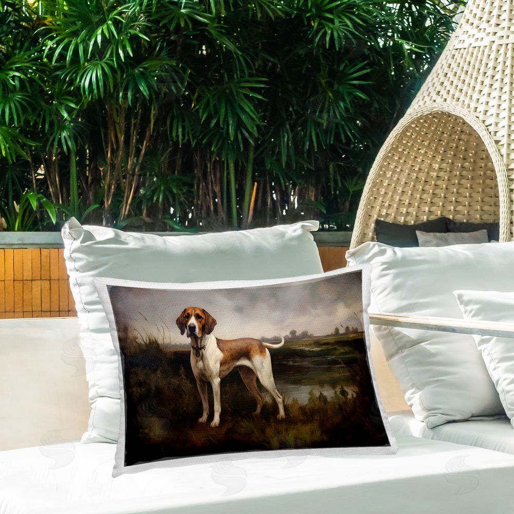 Petal Prints Design On The Hunt Landscape Outdoor Quick-Dry Polyester Printed Throw Pillow in Back Yard