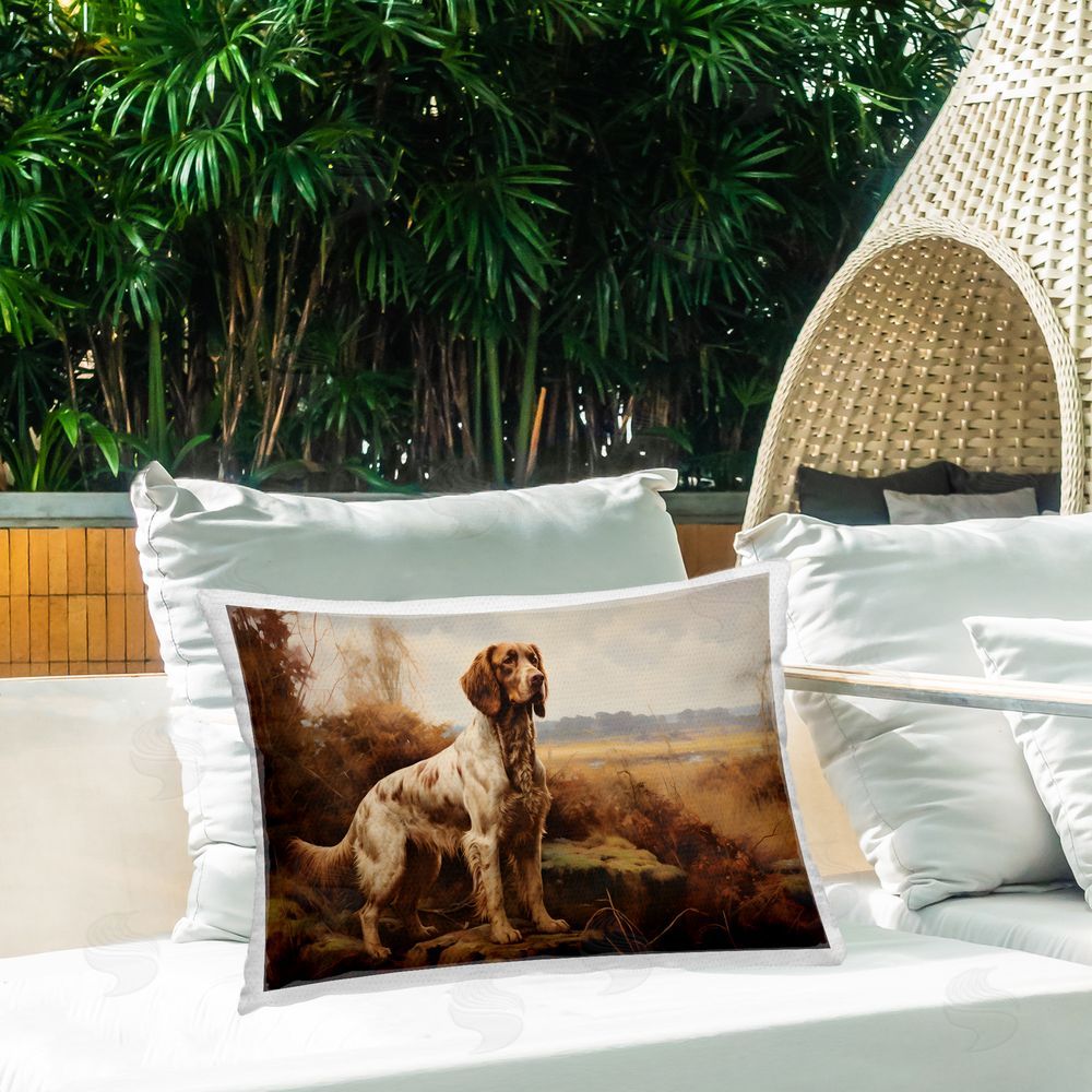 Petal Prints Design On The Hunt Scenery Outdoor Quick-Dry Polyester Printed Throw Pillow in Back Yard