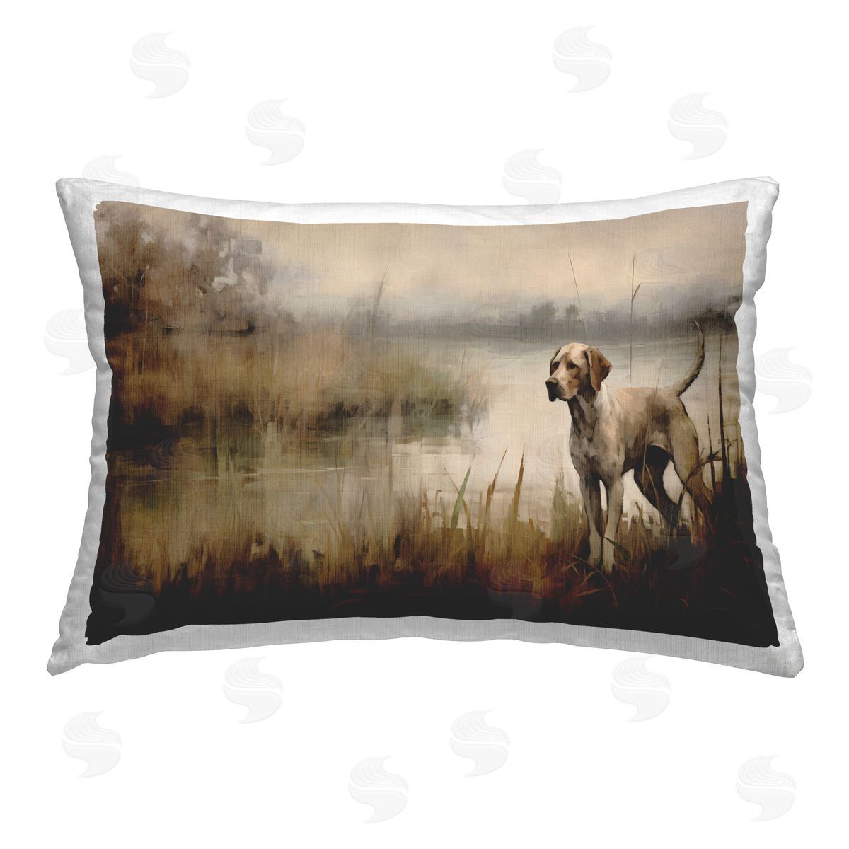 Petal Prints Design Hunting Dog in Nature Printed Plush Polyester Throw Pillow
