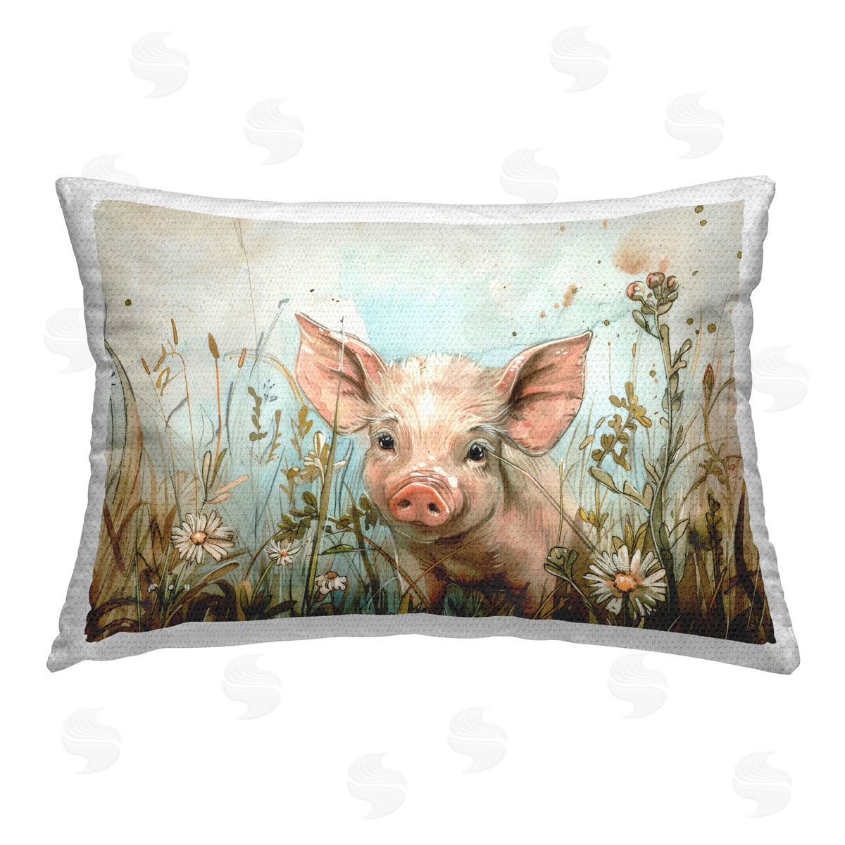 Petal Prints Design Piglet Among Flowers Outdoor Quick-Dry Polyester Printed Throw Pillow