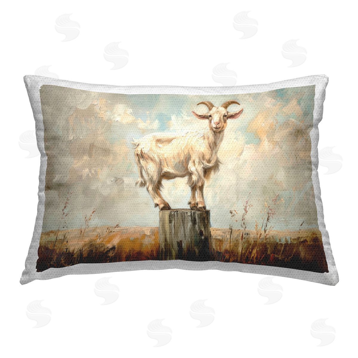 Petal Prints Design On The Fence Goat Outdoor Quick-Dry Polyester Printed Throw Pillow