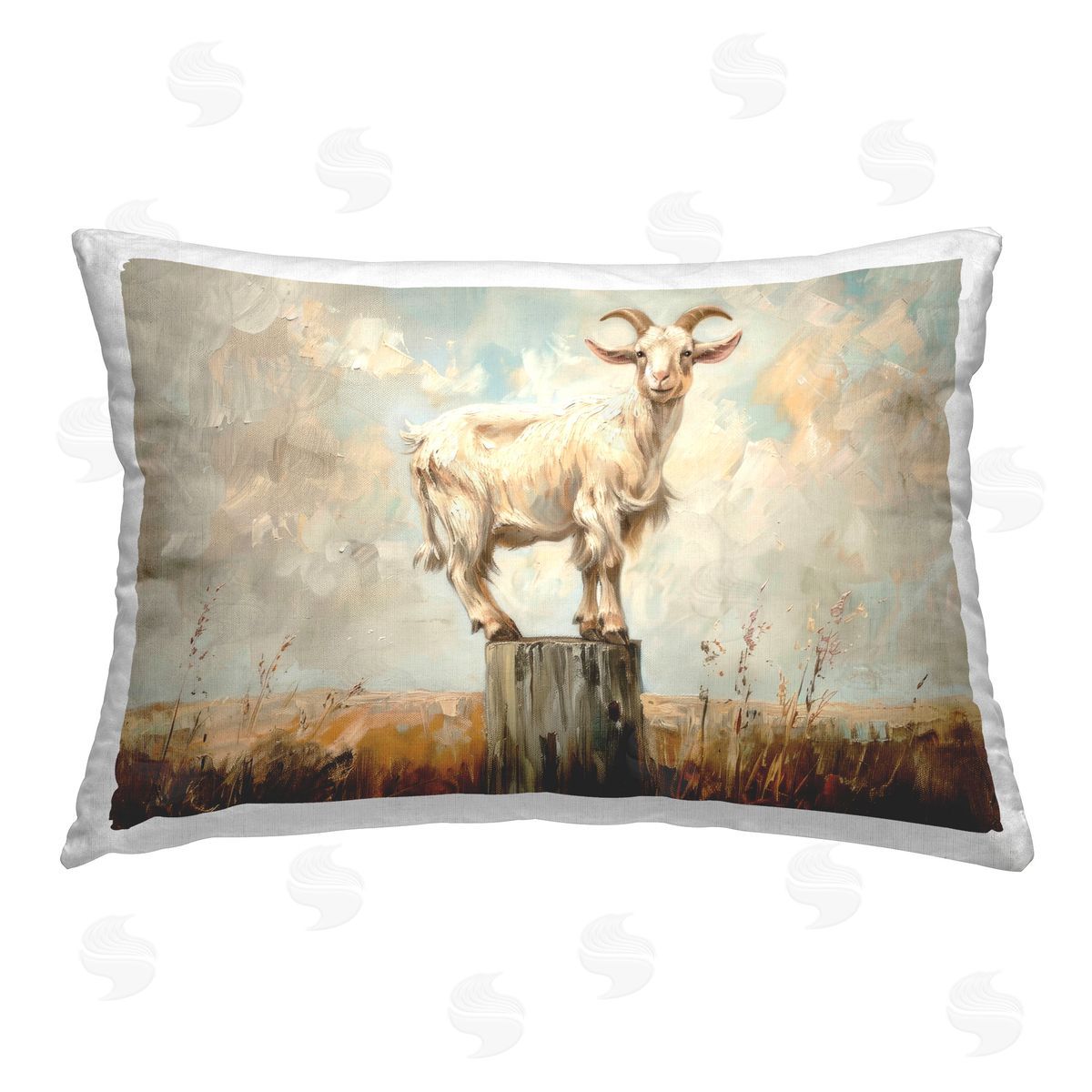 Petal Prints Design On The Fence Goat Printed Plush Polyester Throw Pillow