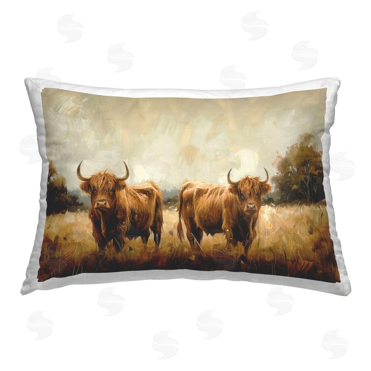 Petal Prints Design Couple of Cows Printed Plush Polyester Throw Pillow