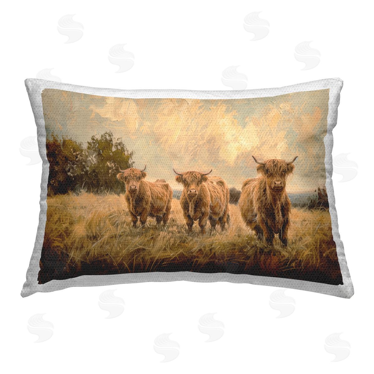 Petal Prints Design Three's A Party Cattle Outdoor Quick-Dry Polyester Printed Throw Pillow