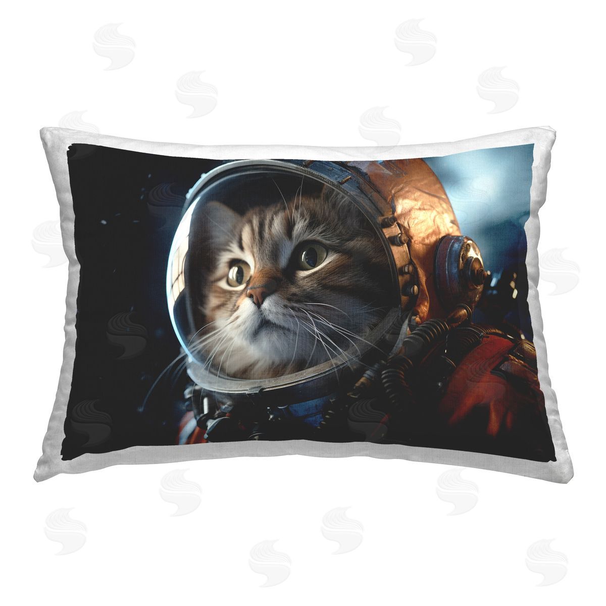 Roozbeh Bahramali Astronaut Cat in Space Printed Plush Polyester Throw Pillow