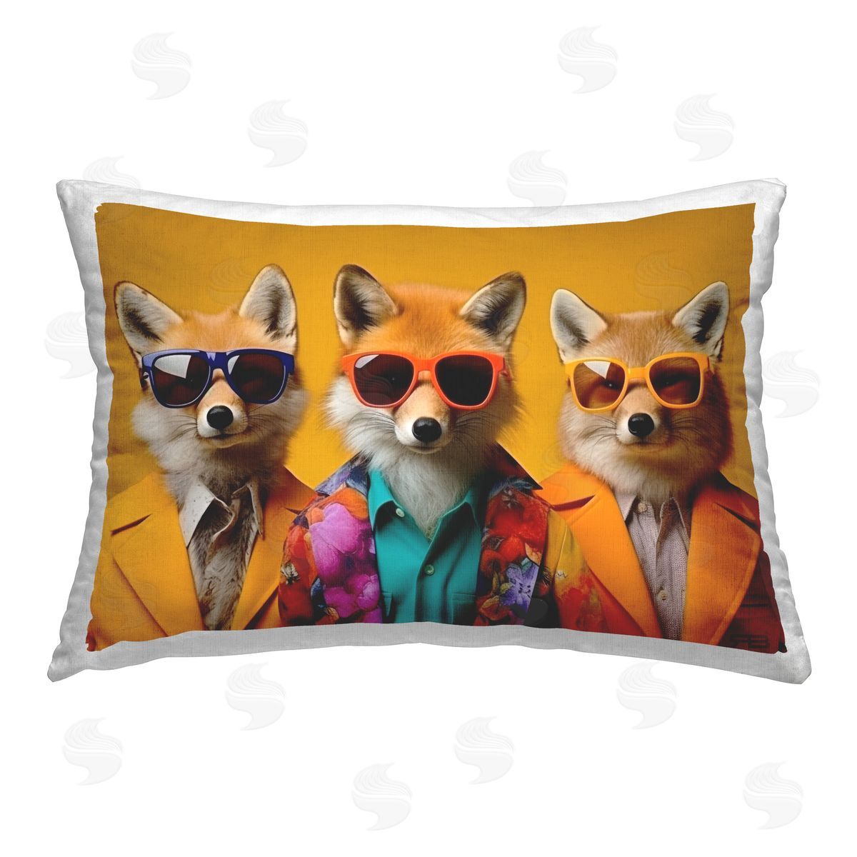 Roozbeh Bahramali Stylish Fashion Foxes Printed Plush Polyester Throw Pillow