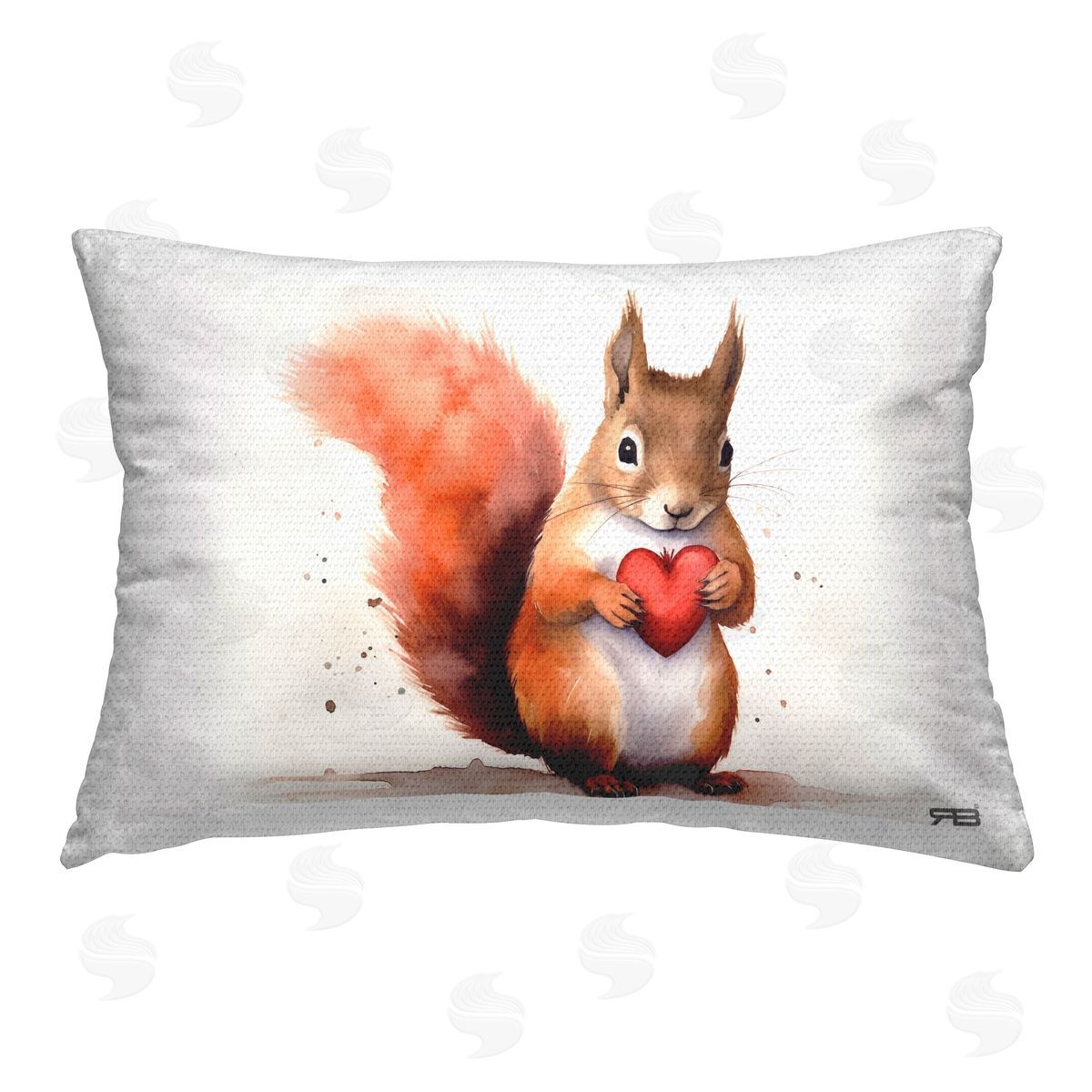 Roozbeh Bahramali Squirrel Holding Heart Outdoor Quick-Dry Polyester Printed Throw Pillow