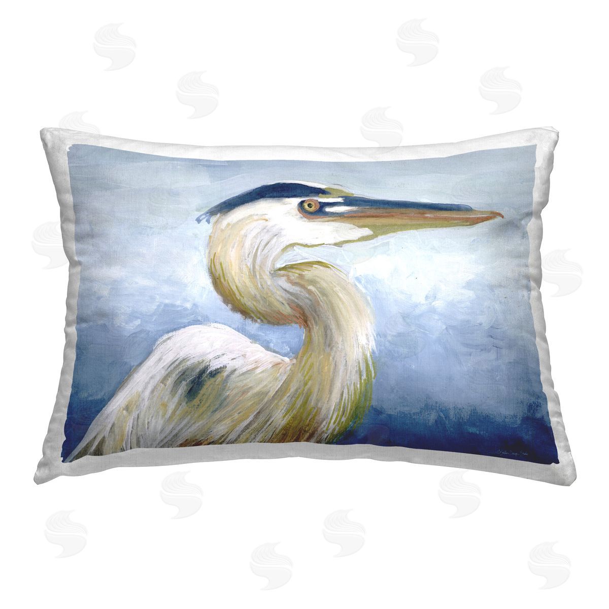 Stellar Design Studio Heron & Blue Gradient Printed Plush Polyester Throw Pillow