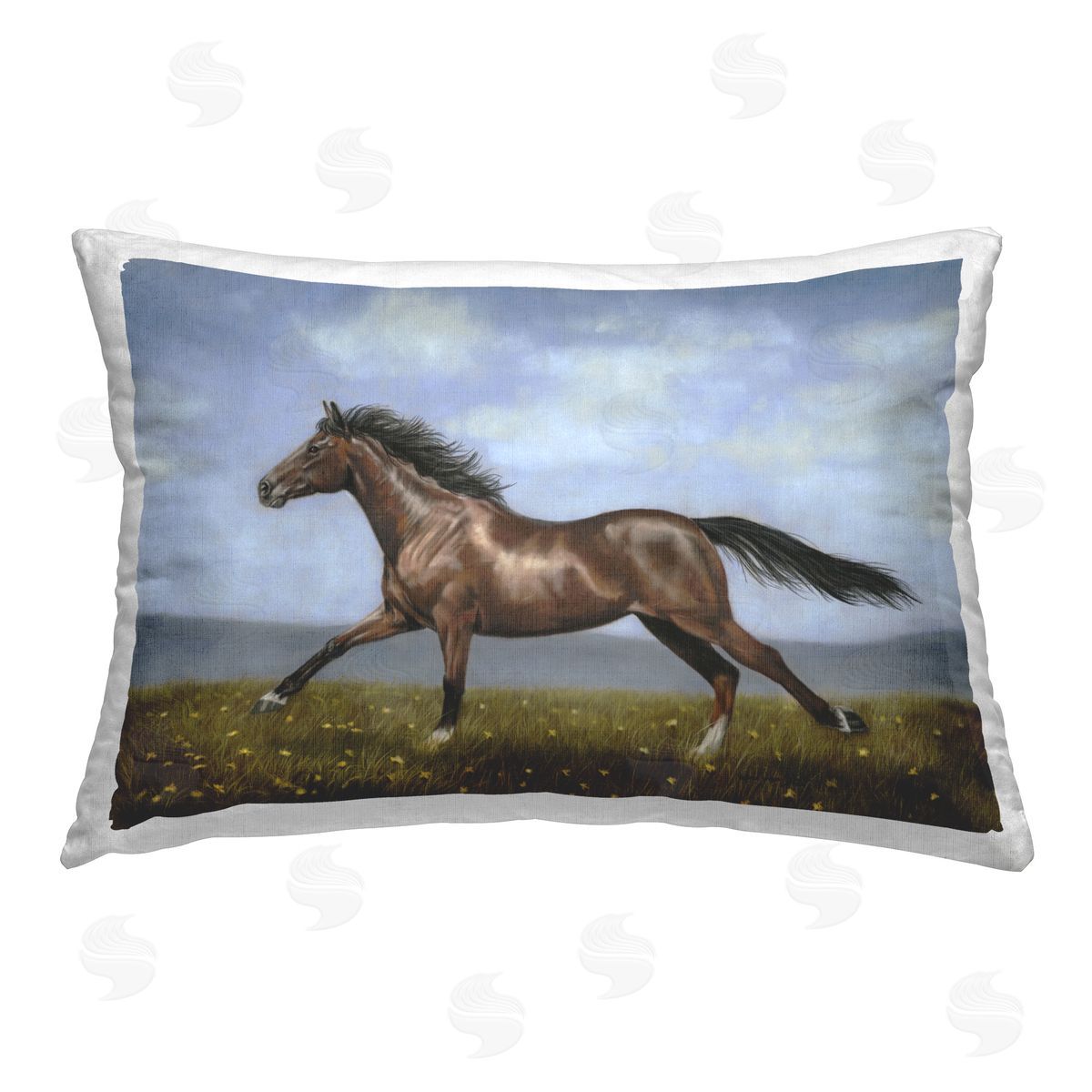 Victoria Schultz Brown Running Mare Printed Plush Polyester Throw Pillow