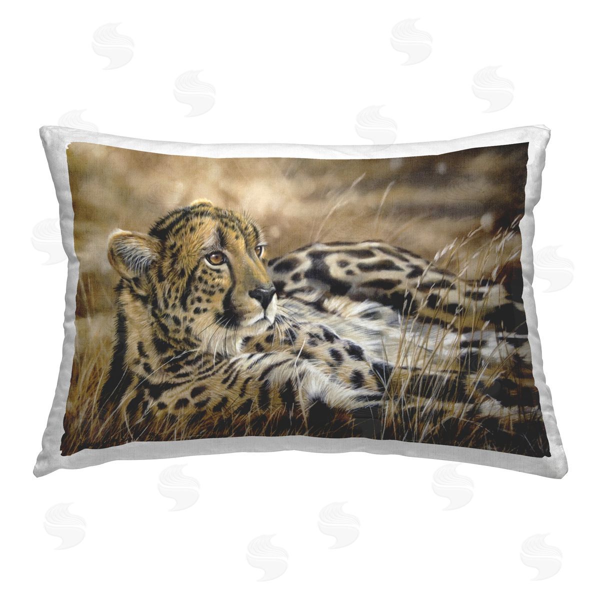 Victoria Schultz Relaxing Leopard Scenery Printed Plush Polyester Throw Pillow