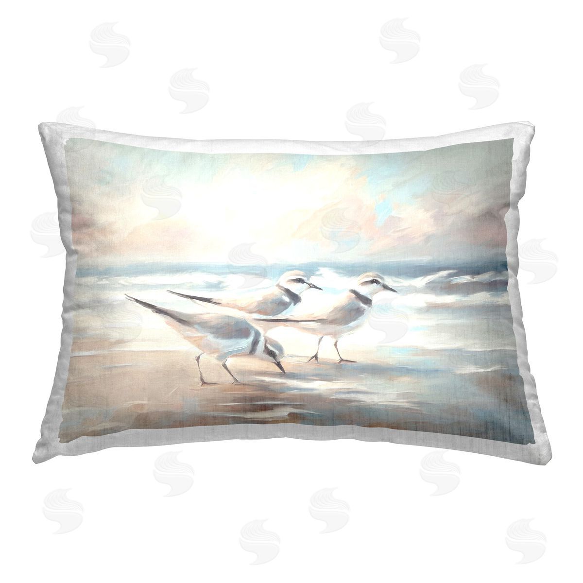 Ramona Murdock Bay with Beach Birds Printed Plush Polyester Throw Pillow