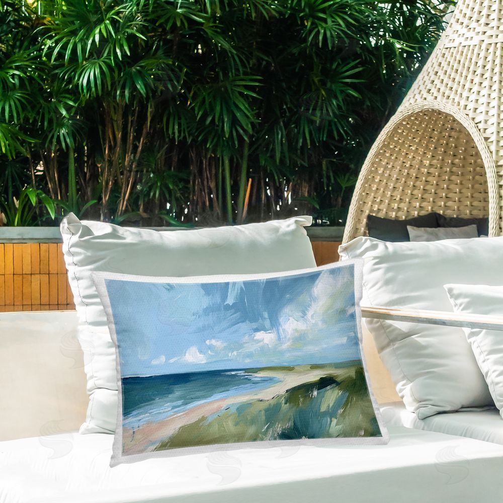 Ramona Murdock Coastal Wilderness Landscape Outdoor Quick-Dry Polyester Printed Throw Pillow in Back Yard