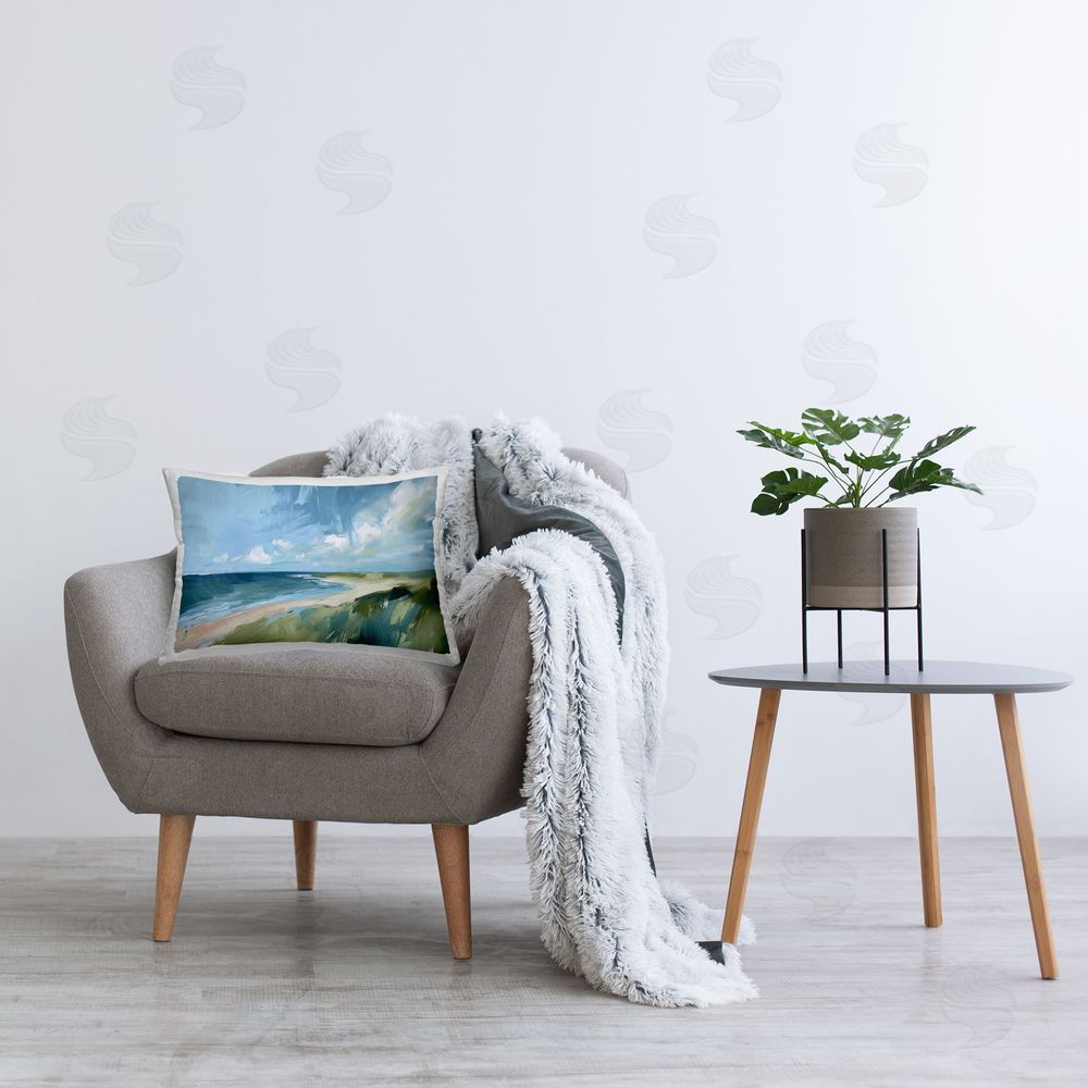 Ramona Murdock Coastal Wilderness Landscape Printed Plush Polyester Throw Pillow On Chair