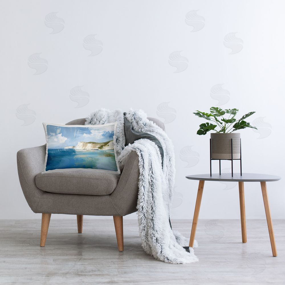 Ramona Murdock Coastal Wilderness Shore Printed Plush Polyester Throw Pillow On Chair