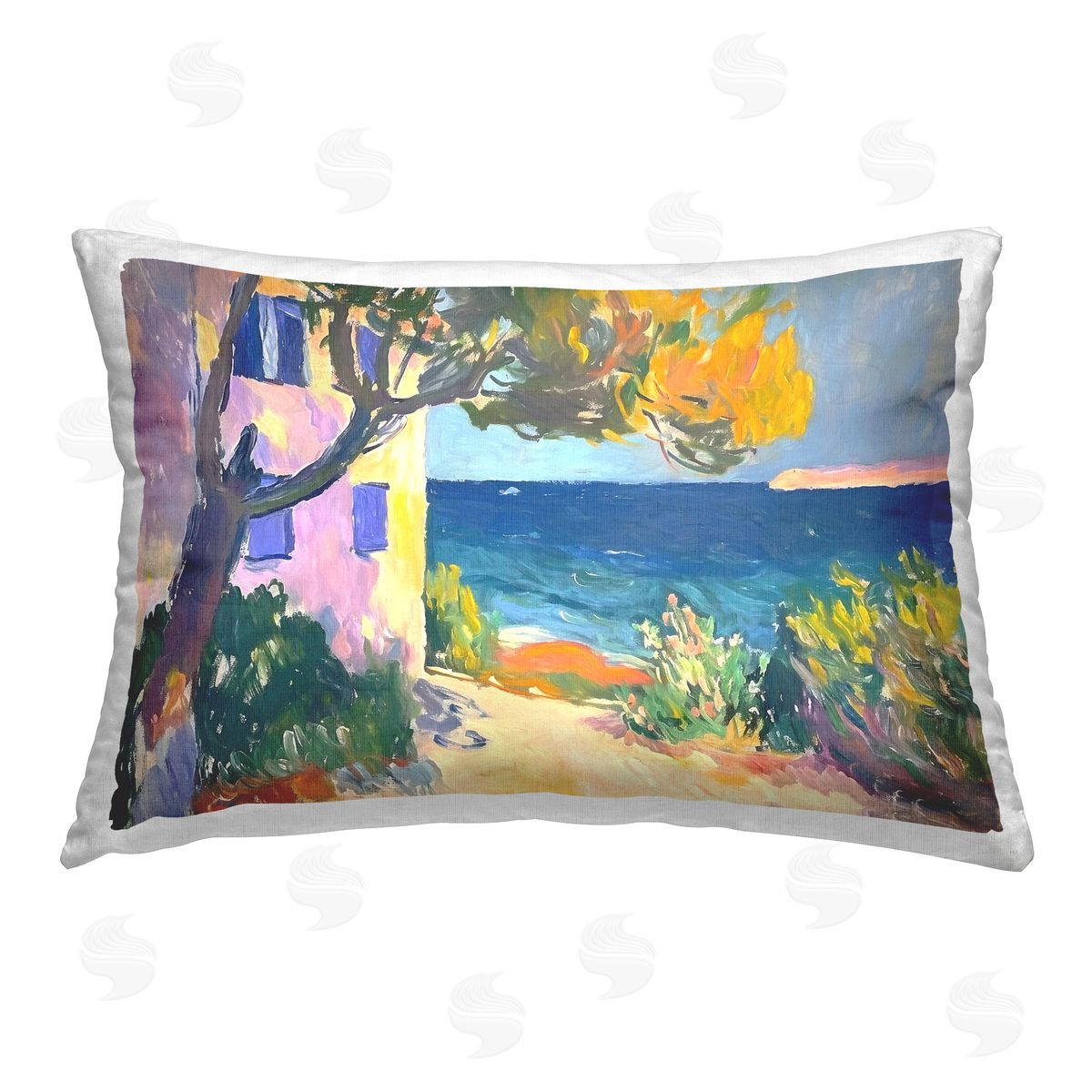 Ramona Murdock House On Coastline Printed Plush Polyester Throw Pillow