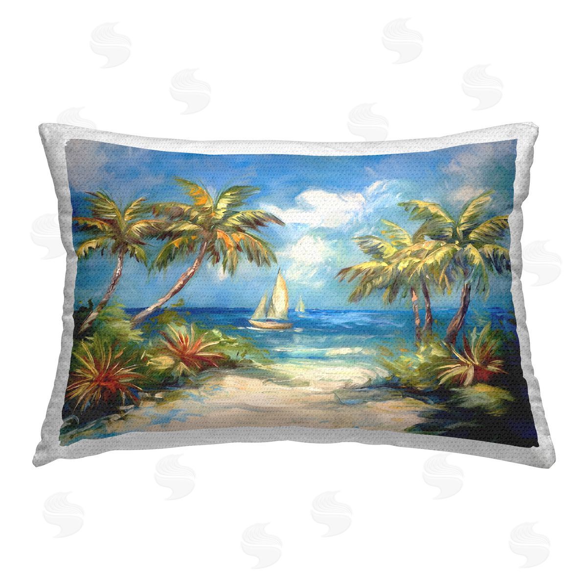 Ramona Murdock Tropical Paradise Harbor Outdoor Quick-Dry Polyester Printed Throw Pillow