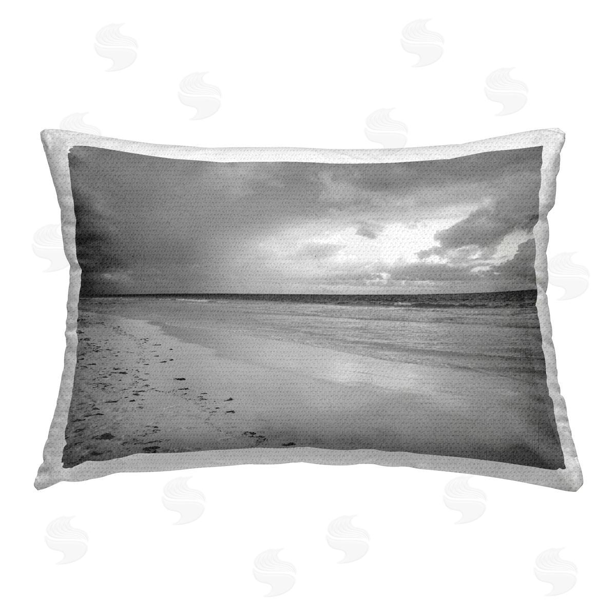 Jairo Rodriguez Beach Shore with Footprints Outdoor Quick-Dry Polyester Printed Throw Pillow