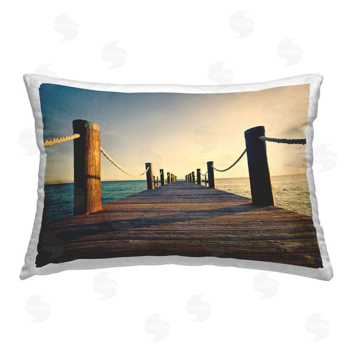Susan Bryant Summer Coastal Dock Printed Plush Polyester Throw Pillow