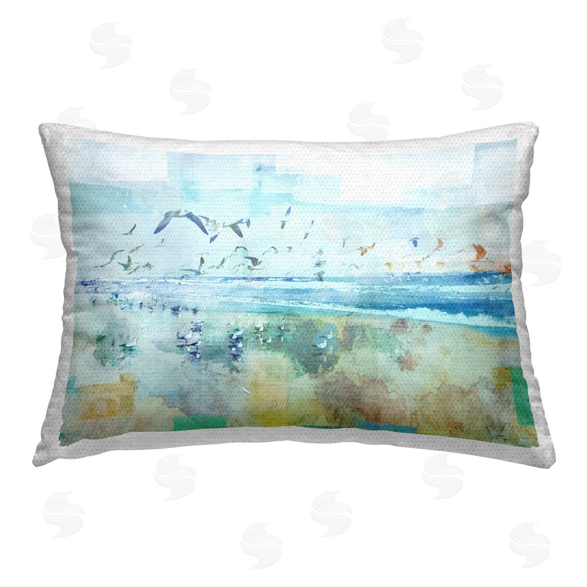 Dan Meneely Abstract Birds Over Beach Outdoor Quick-Dry Polyester Printed Throw Pillow