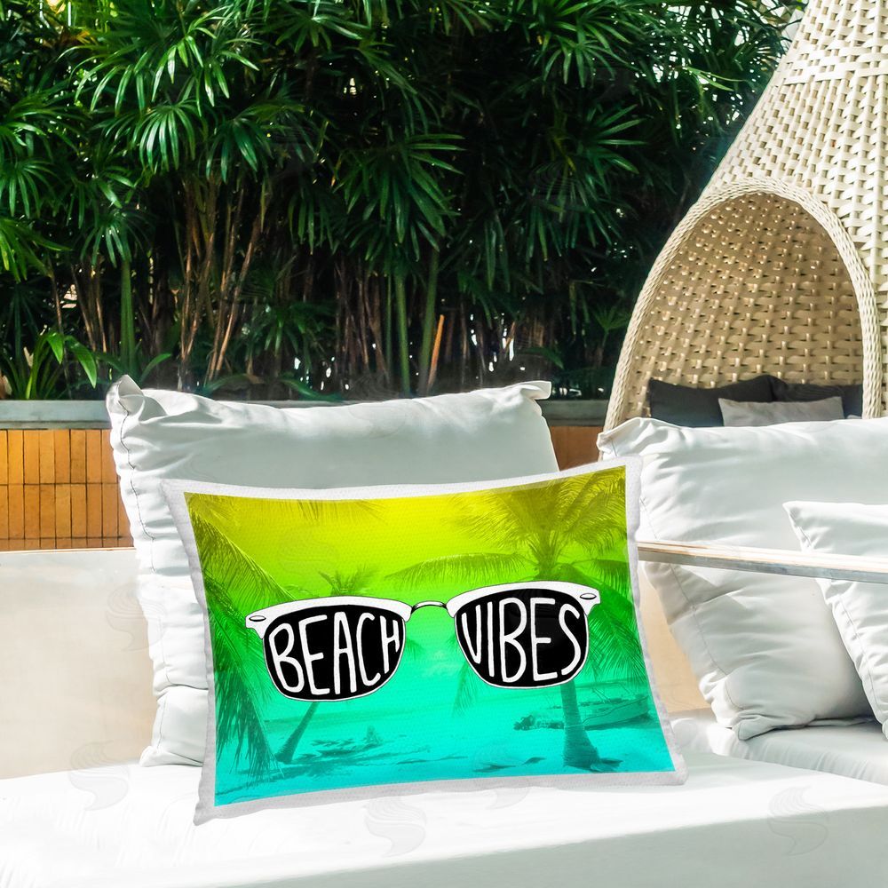 Emily Navas Beach Vibes Sunglasses Outdoor Quick-Dry Polyester Printed Throw Pillow in Back Yard