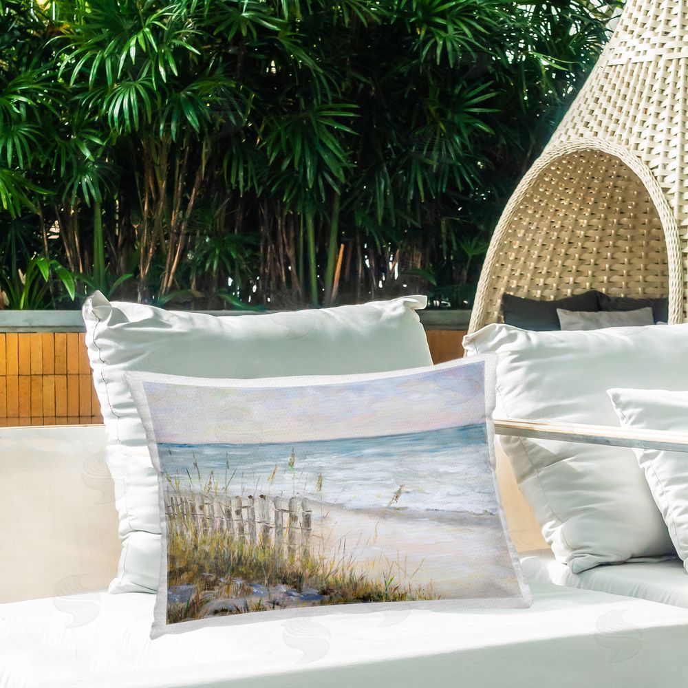 Julie DeRice Beach Tide Pools Outdoor Quick-Dry Polyester Printed Throw Pillow in Back Yard