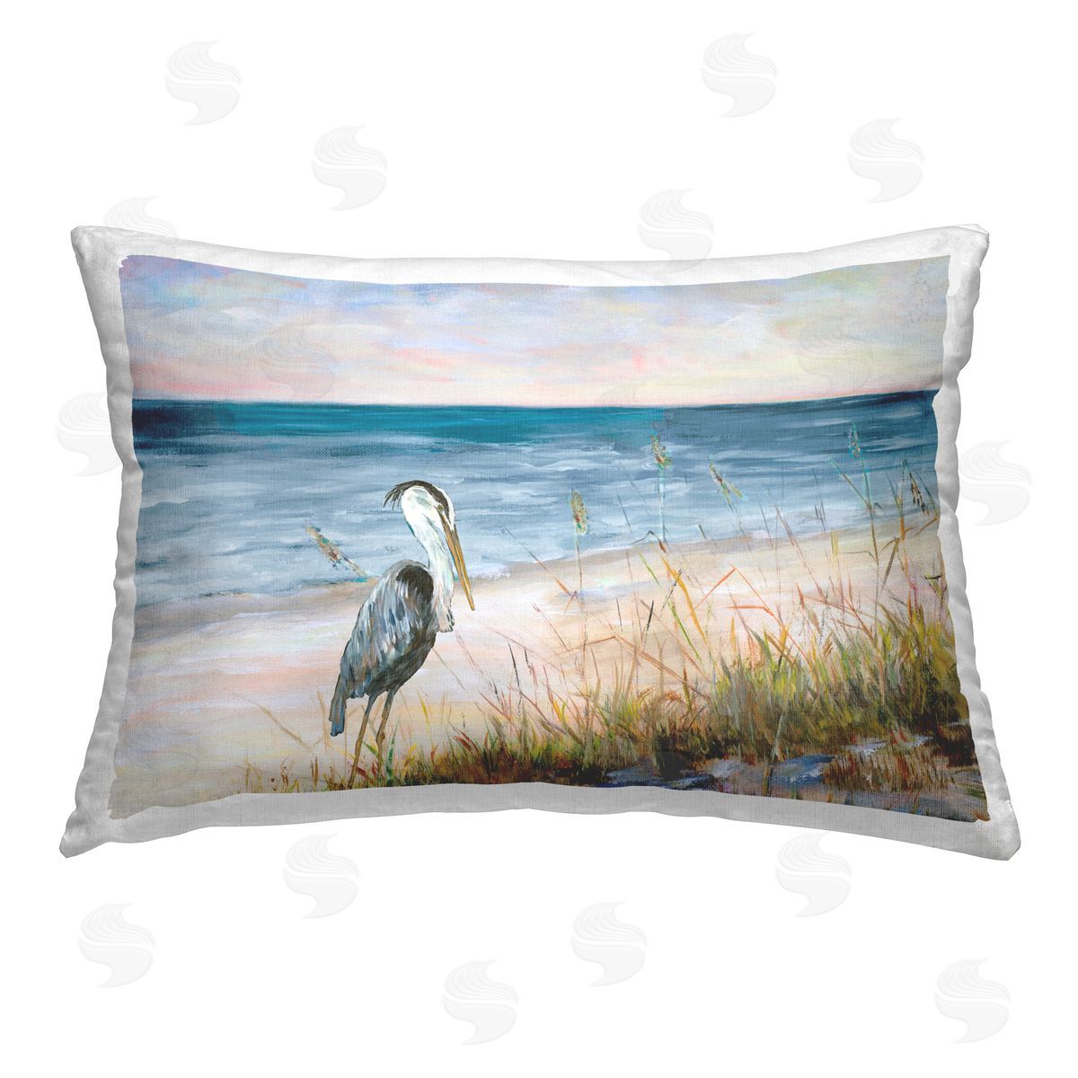 Julie DeRice Calm Pelican on Beach Printed Plush Polyester Throw Pillow