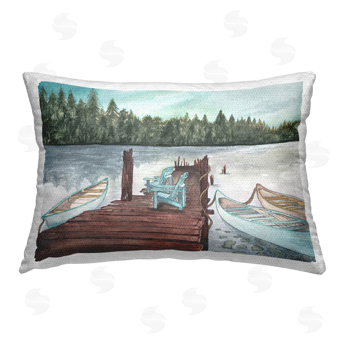 Elizabeth Medley Canoes at Lake Dock Outdoor Quick-Dry Polyester Printed Throw Pillow