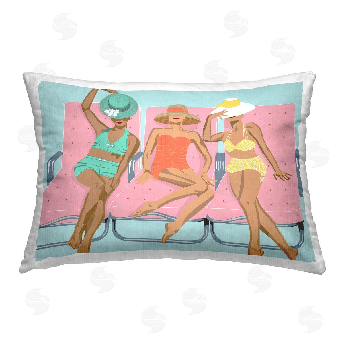 Jen Bucheli Glam Beach Friends Printed Plush Polyester Throw Pillow