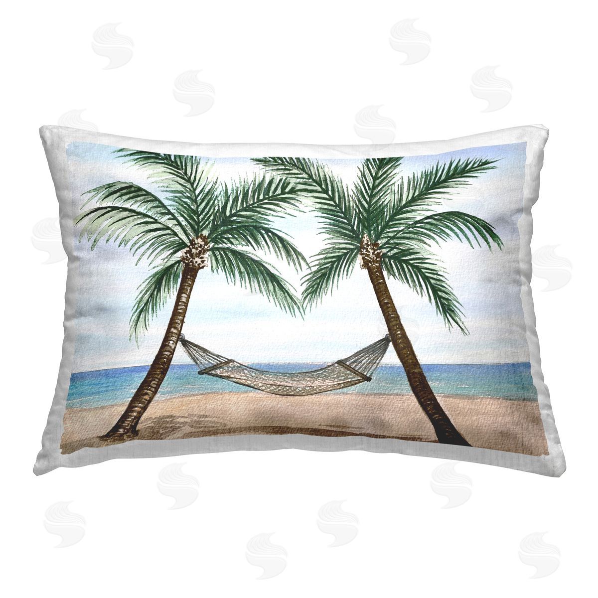 Nicholas Biscardi Hammock Between Palms Printed Plush Polyester Throw Pillow