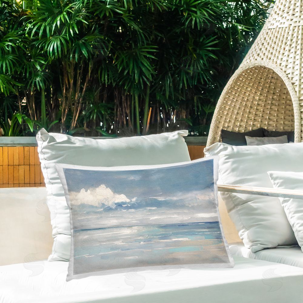 Sally Swatland Beach Clouds Reflection Outdoor Quick-Dry Polyester Printed Throw Pillow in Back Yard