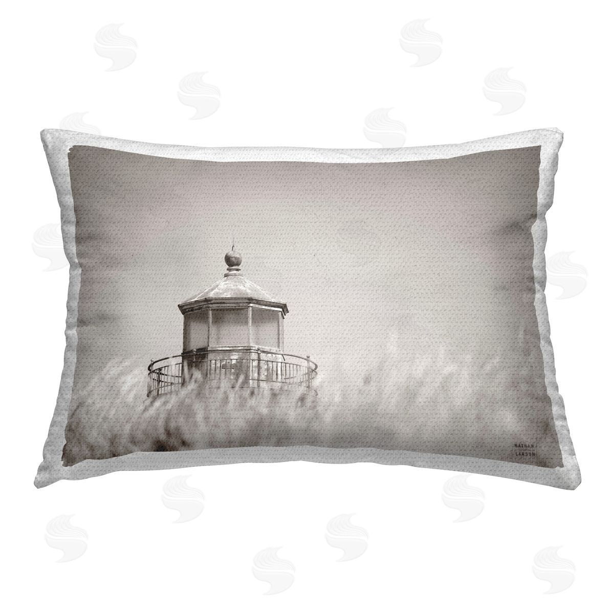 Nathan Larson Swaying Reeds & Lighthouse Outdoor Quick-Dry Polyester Printed Throw Pillow