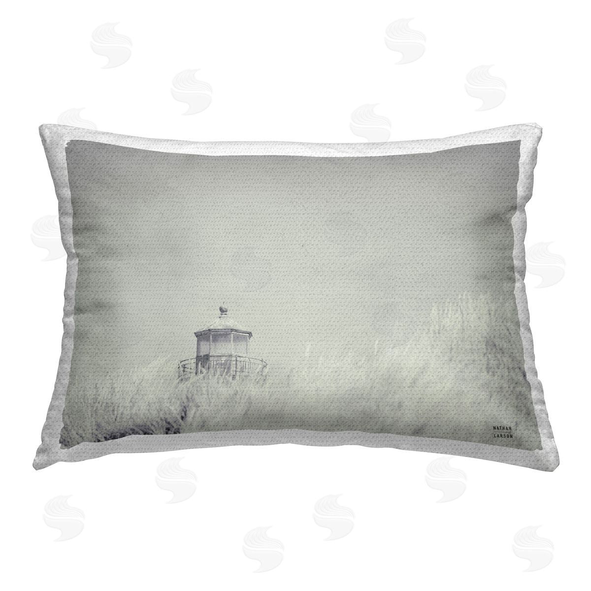 Nathan Larson Grey Lighthouse View Outdoor Quick-Dry Polyester Printed Throw Pillow