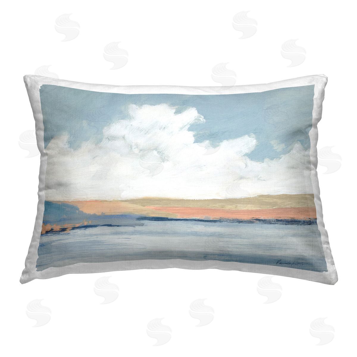 Pamela Munger Pastel River Landscape Printed Plush Polyester Throw Pillow