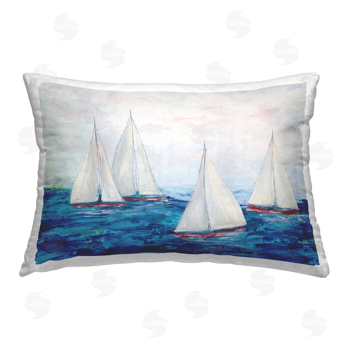 Courtney Prahl Sailboat Fleet on Ocean Printed Plush Polyester Throw Pillow