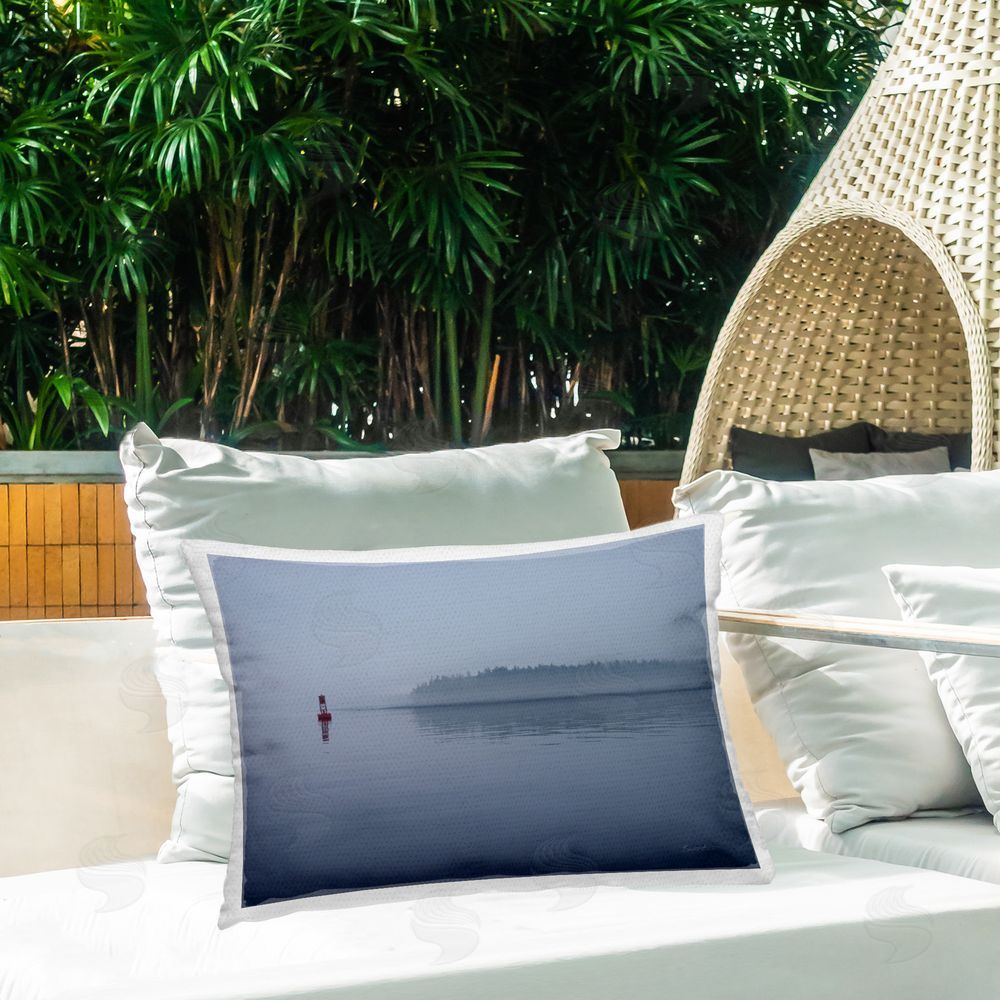 Belinda Aldrich Penobscot Bay Landscape Outdoor Quick-Dry Polyester Printed Throw Pillow in Back Yard