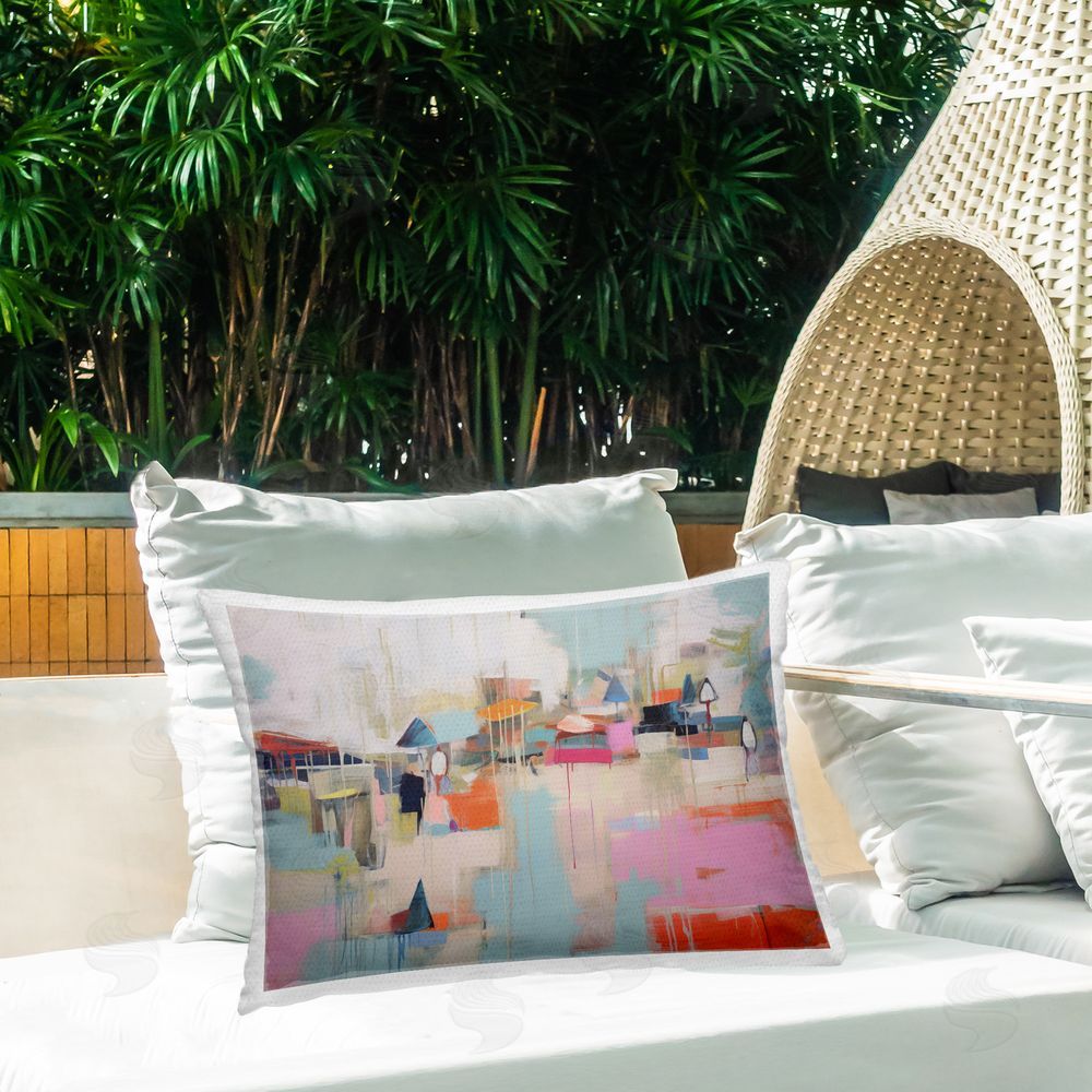 Irena Orlov Paint Trip Beach Outdoor Quick-Dry Polyester Printed Throw Pillow in Back Yard