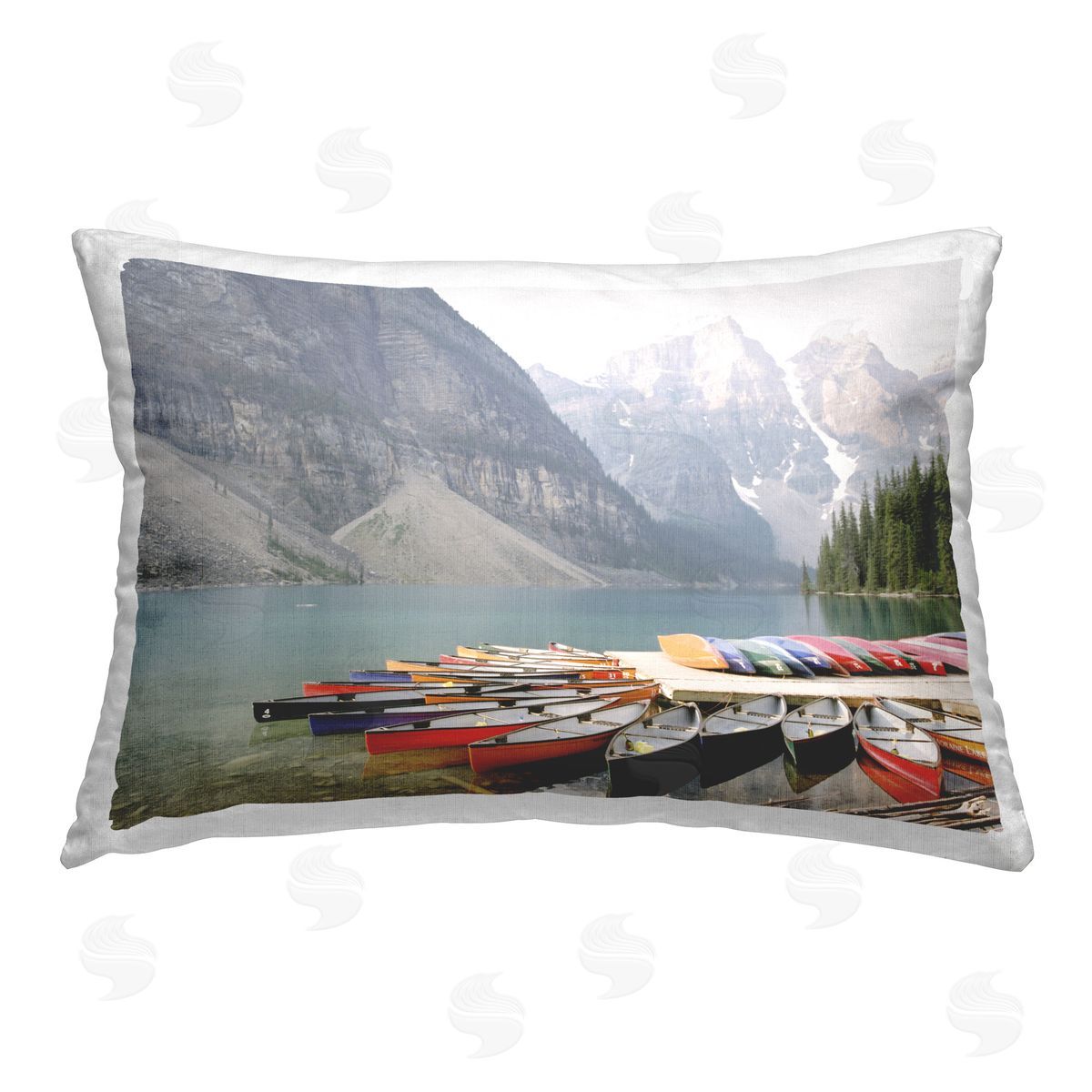 Justine Milton Cliffside Canoe Dock Printed Plush Polyester Throw Pillow