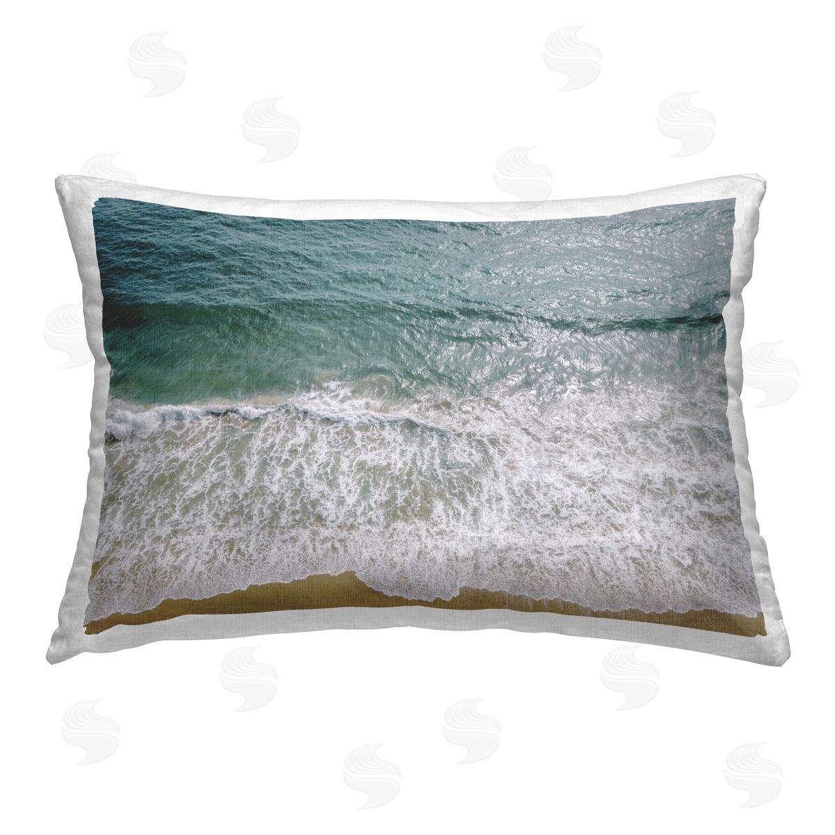 Justine Milton Coastal Sea Waves Printed Plush Polyester Throw Pillow
