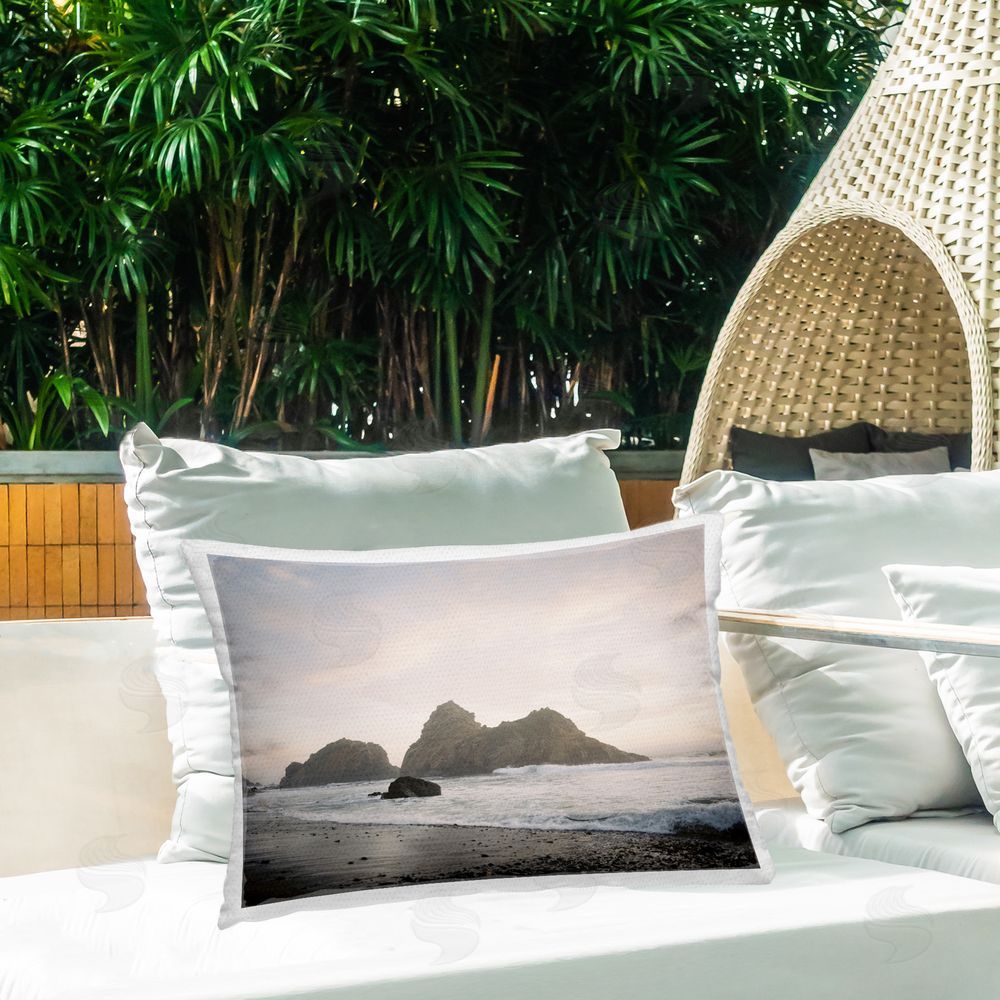 Justine Milton Seaside Cliffs Landscape Outdoor Quick-Dry Polyester Printed Throw Pillow in Back Yard