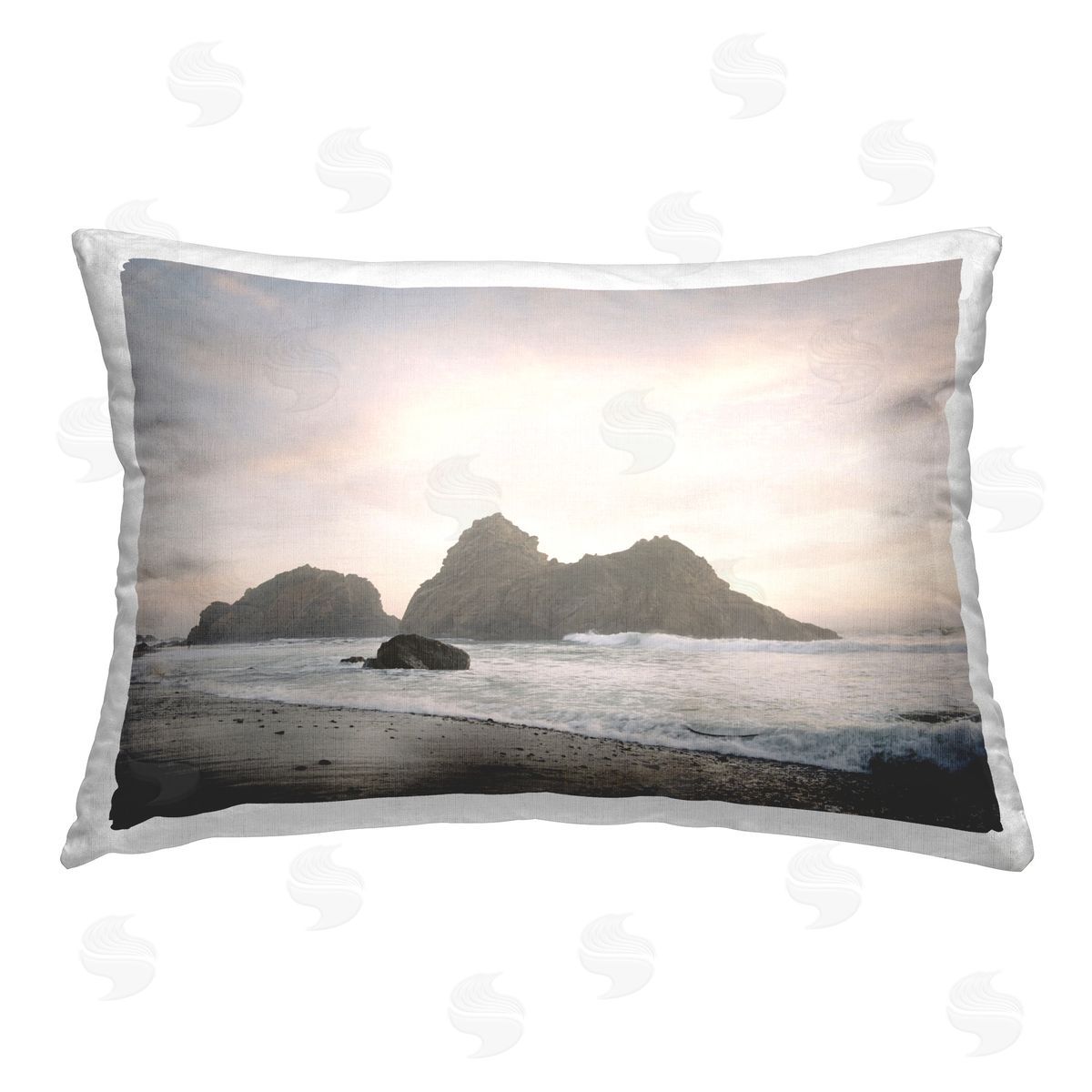 Justine Milton Seaside Cliffs Landscape Printed Plush Polyester Throw Pillow