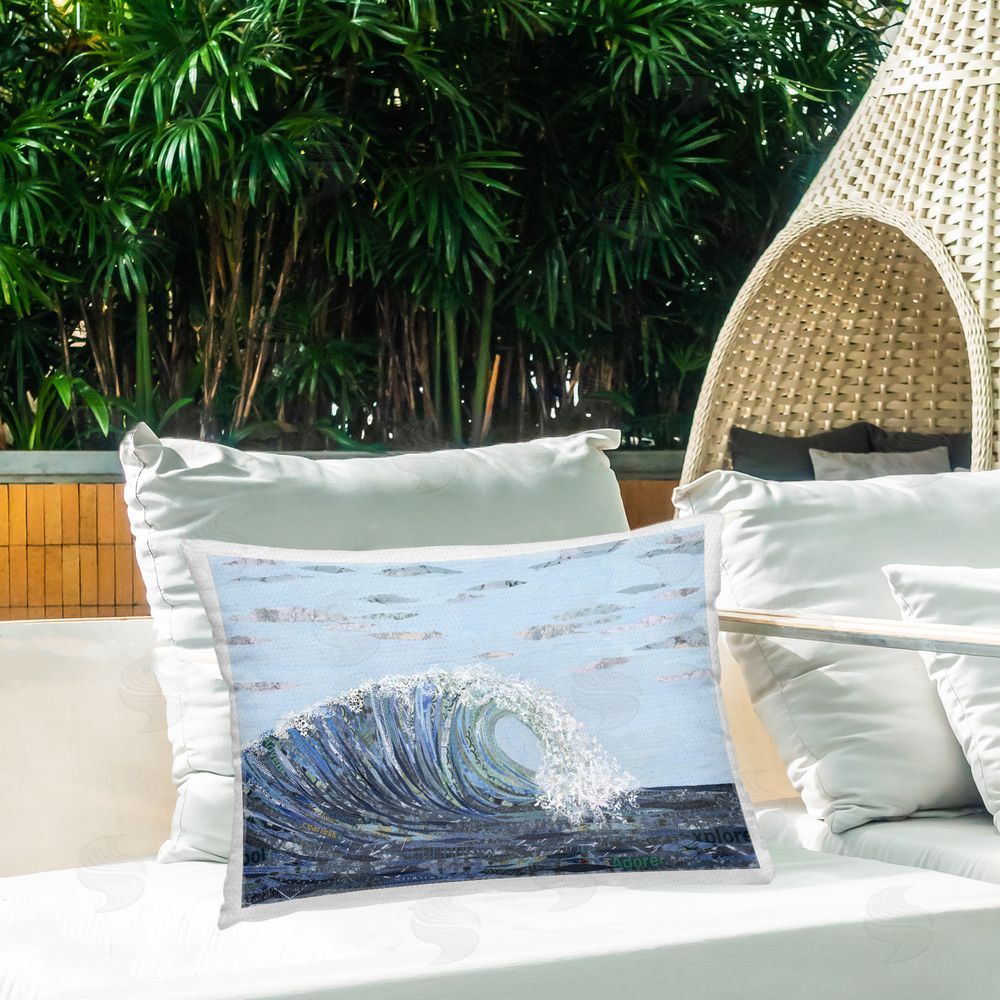 Jennifer Peck Big Kahuna Wave Outdoor Quick-Dry Polyester Printed Throw Pillow in Back Yard