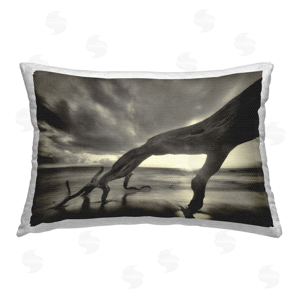 Dennis Frates Tree Trunk on Shore Outdoor Quick-Dry Polyester Printed Throw Pillow