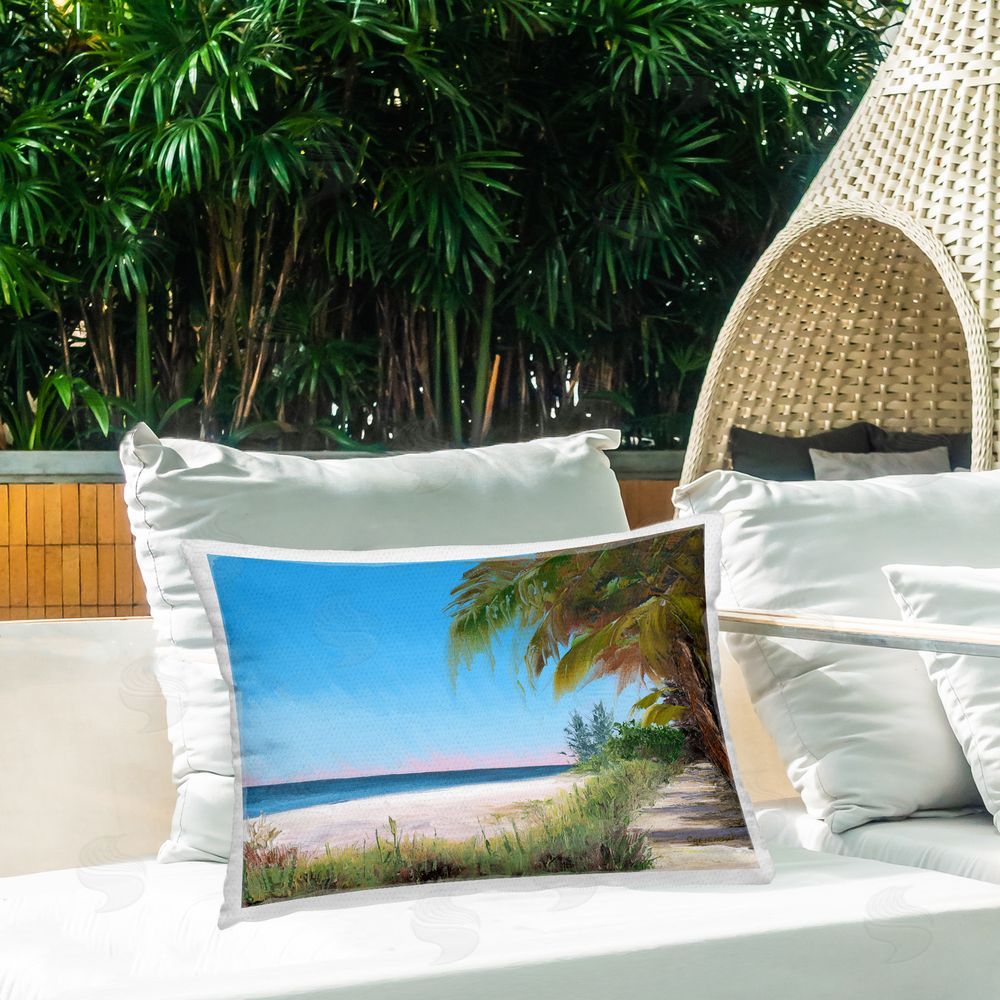 Christine Reichow Tropical Shady Path Outdoor Quick-Dry Polyester Printed Throw Pillow in Back Yard