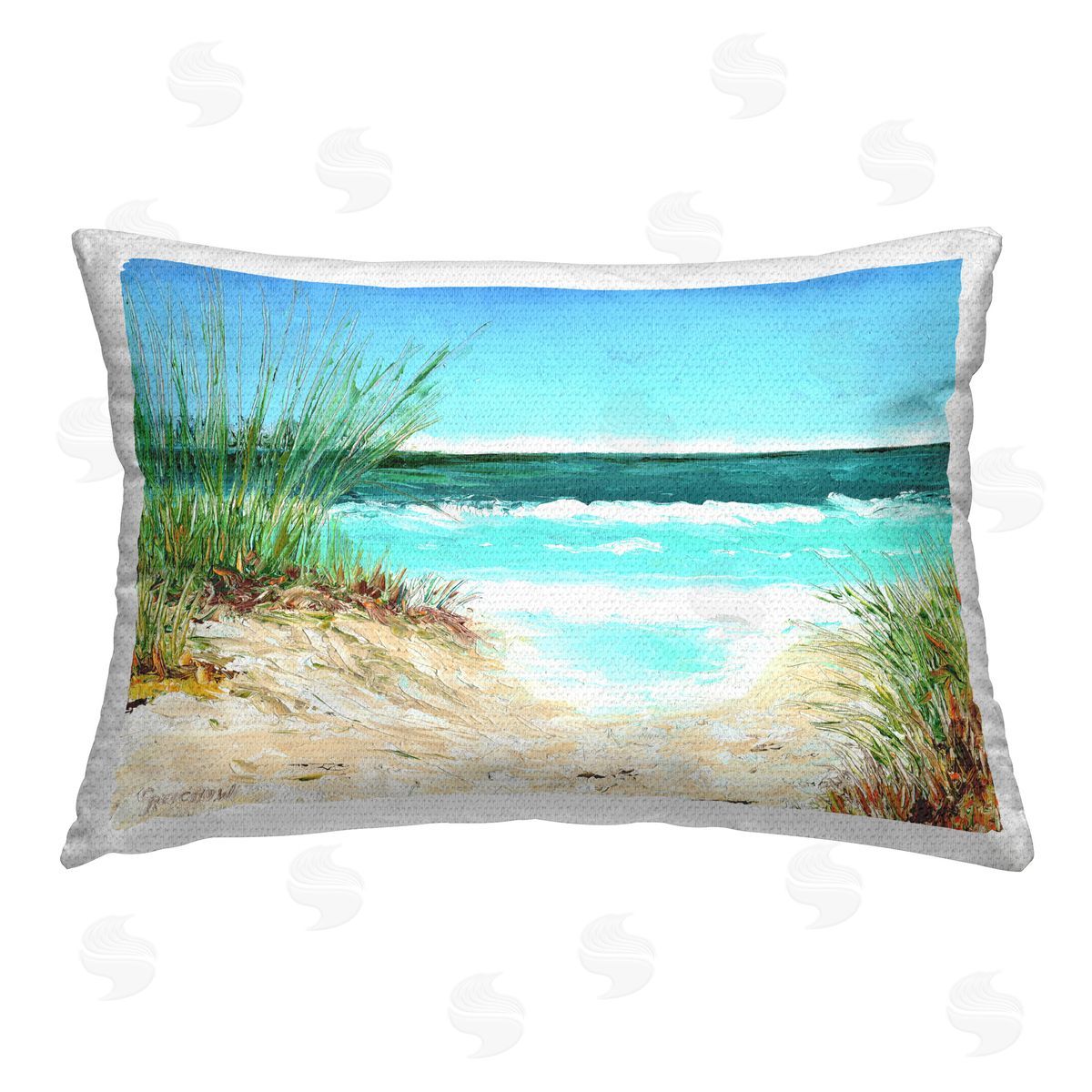 Christine Reichow Tropical Beach View Outdoor Quick-Dry Polyester Printed Throw Pillow