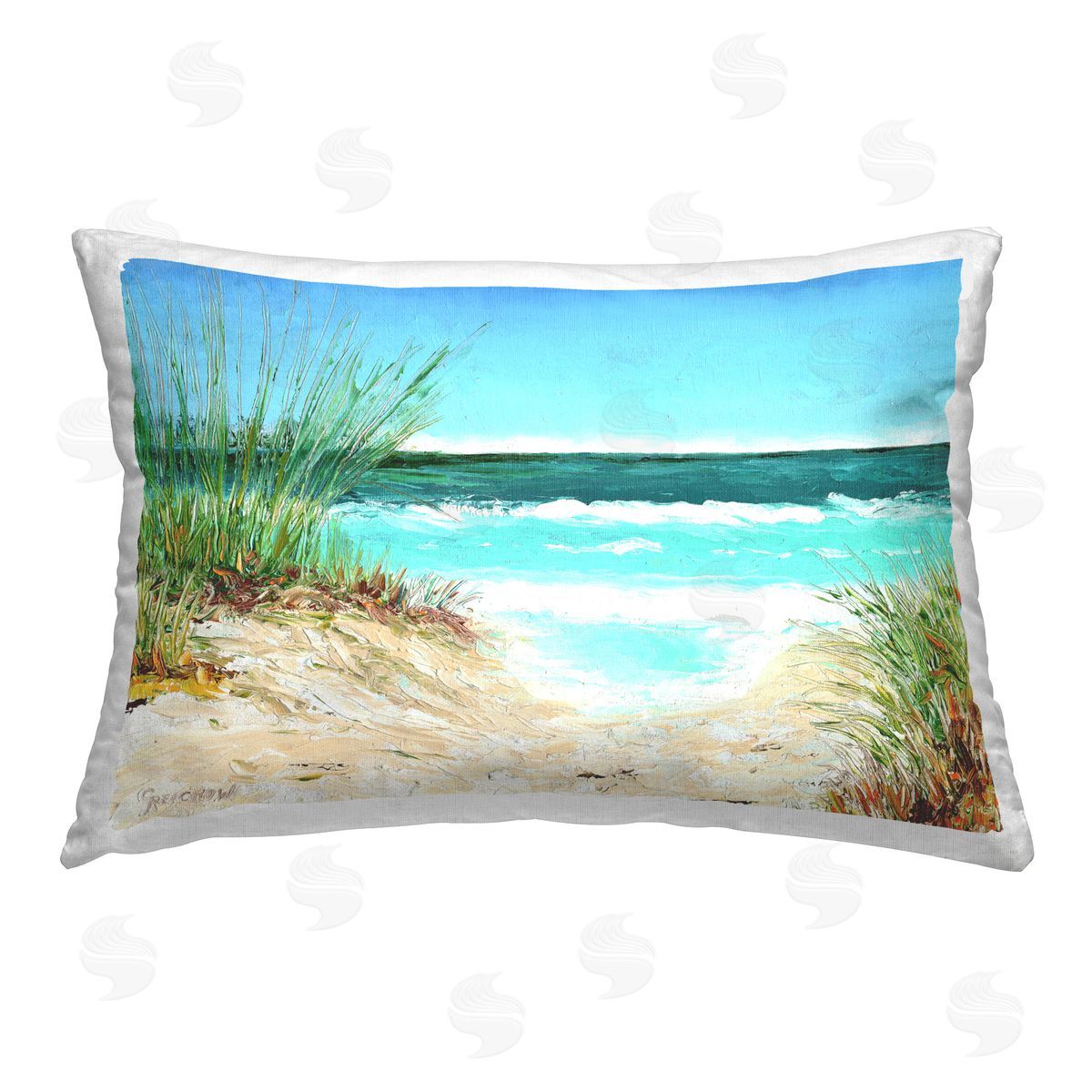 Christine Reichow Tropical Beach View Printed Plush Polyester Throw Pillow