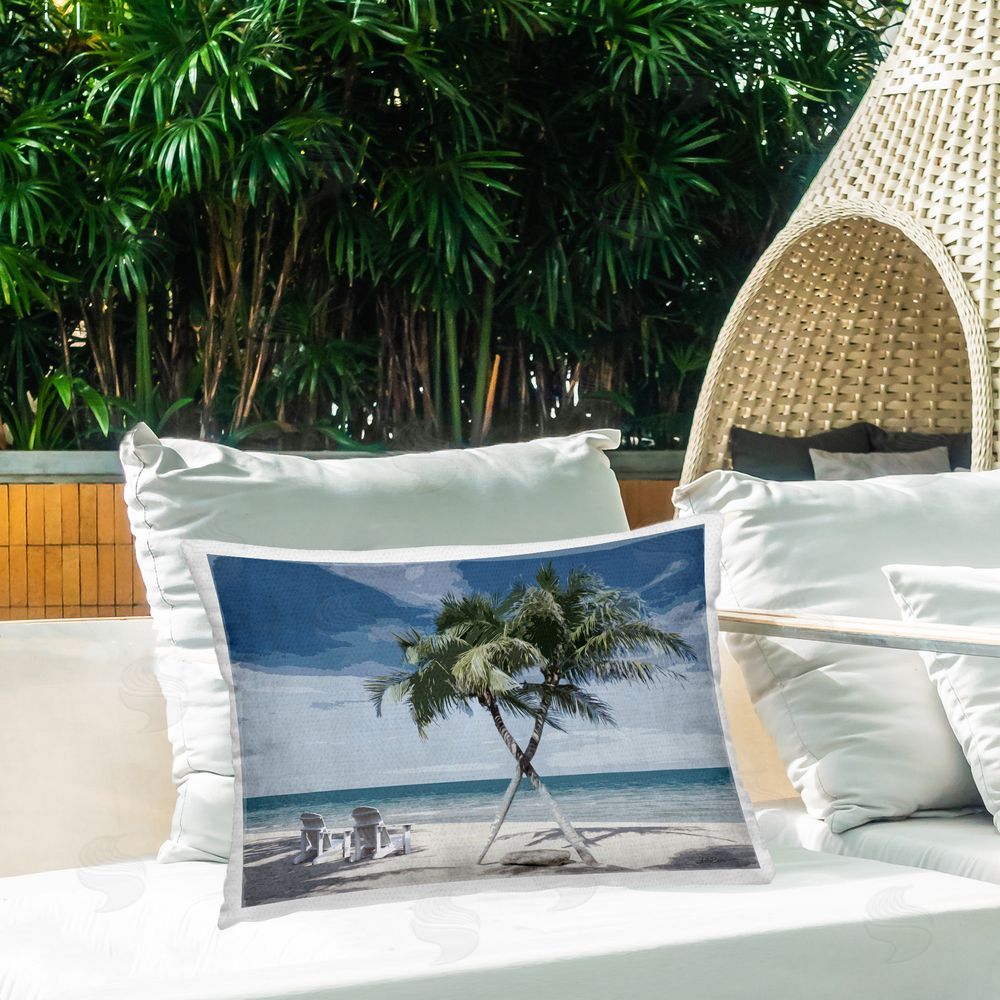 Denise Brown X Marks The Spot Outdoor Quick-Dry Polyester Printed Throw Pillow in Back Yard