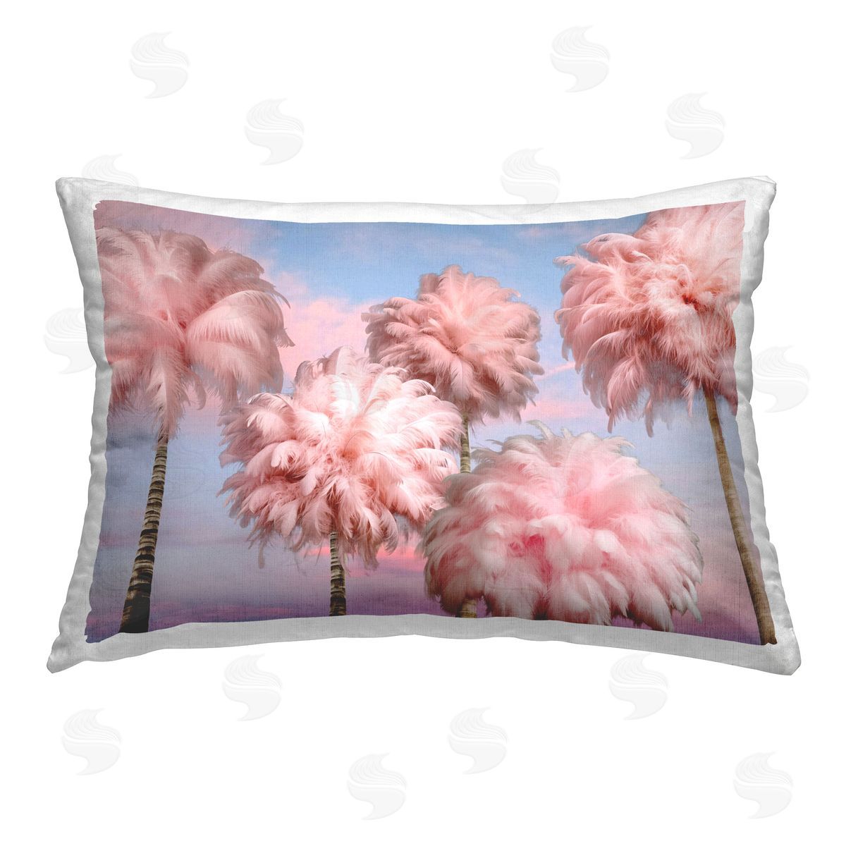 Ziwei Li Fluffy Pink Palm Trees Printed Plush Polyester Throw Pillow