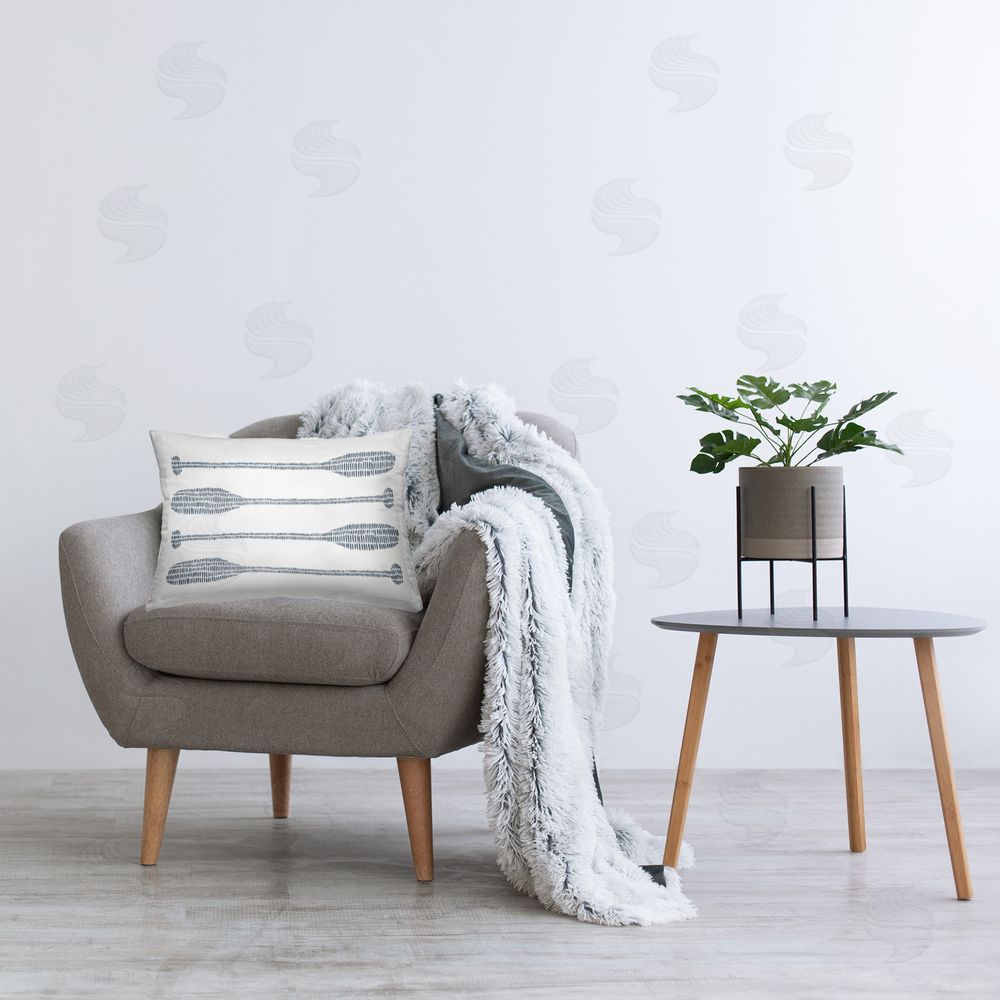 Jetty Home LLC Minimal Boat Oars Printed Plush Polyester Throw Pillow On Chair
