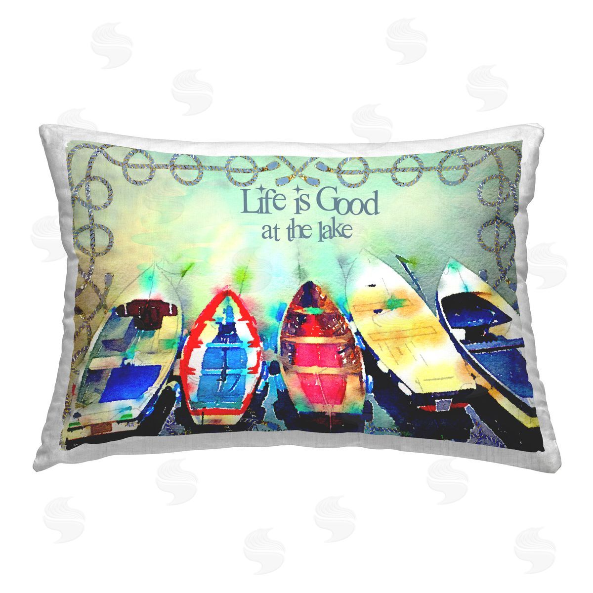 Jill Meyer Lake Phrase with Border Printed Plush Polyester Throw Pillow