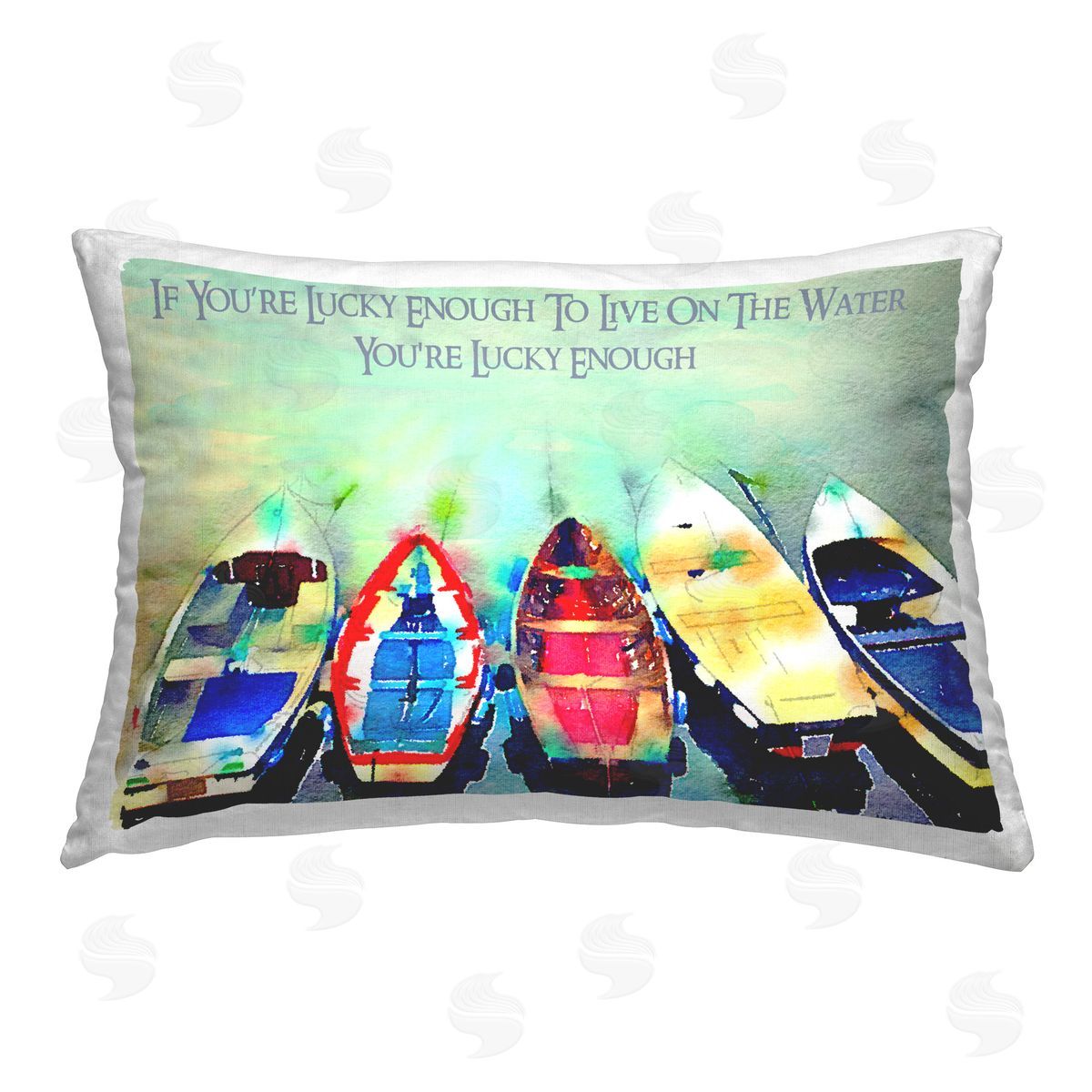Jill Meyer Lucky Enough with Boats Printed Plush Polyester Throw Pillow